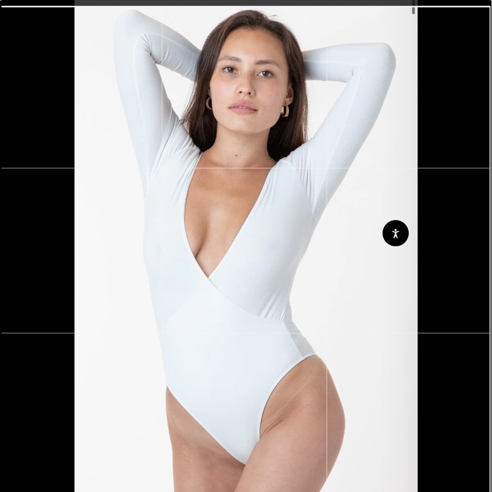 White American apparel body suit long sleeves